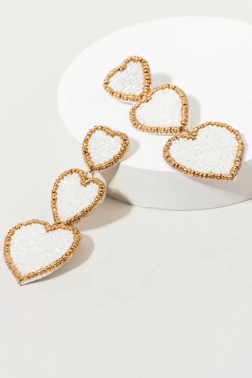 Francesca's Alyssa Seedbead Hearts Chandelier Earrings