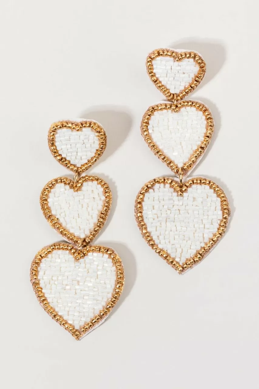 Francesca's Alyssa Seedbead Hearts Chandelier Earrings