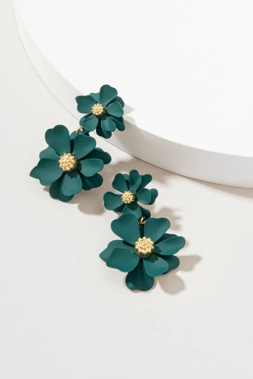 Francesca's Angela Epoxy Painted Flower Chandelier Earrings