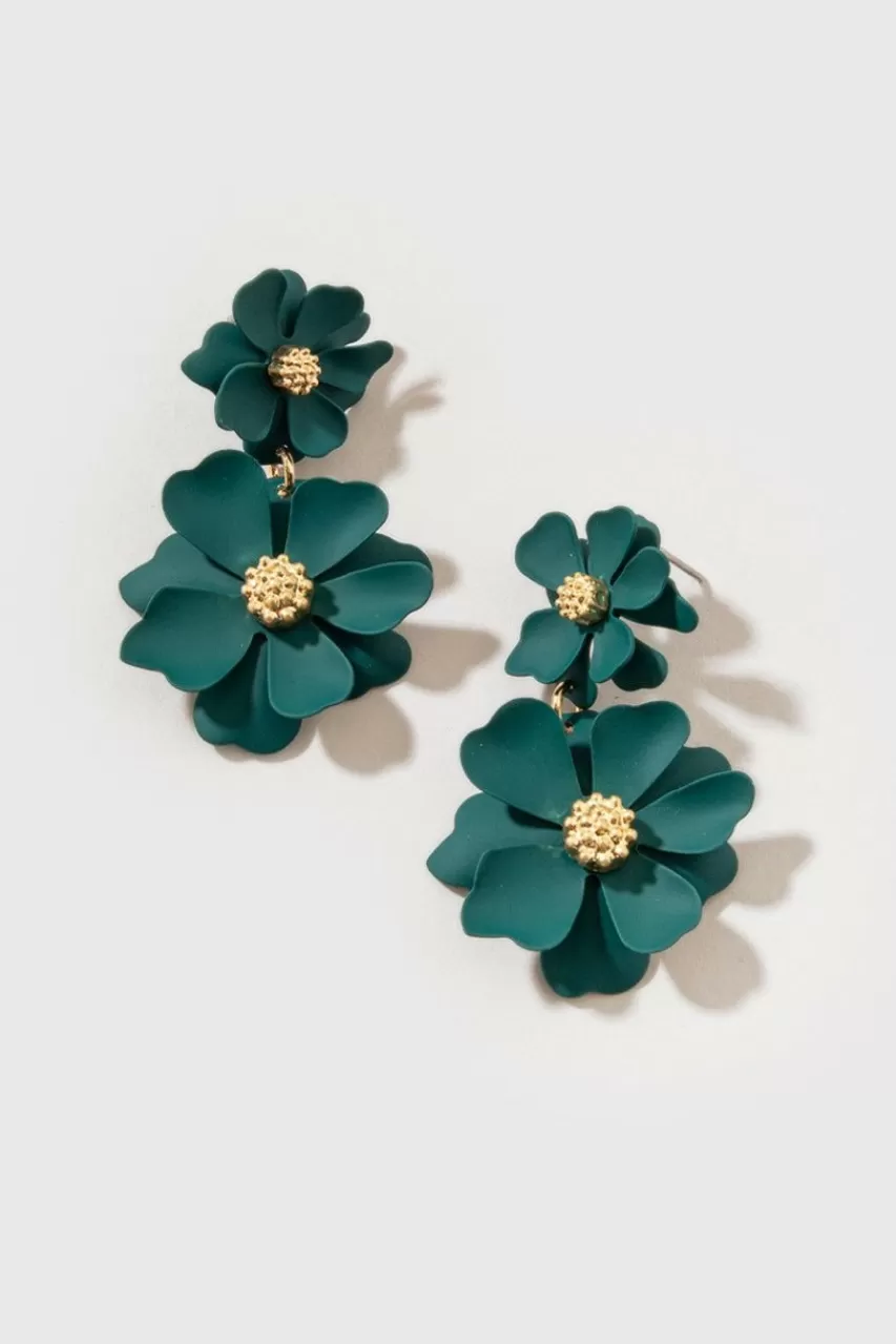 Francesca's Angela Epoxy Painted Flower Chandelier Earrings