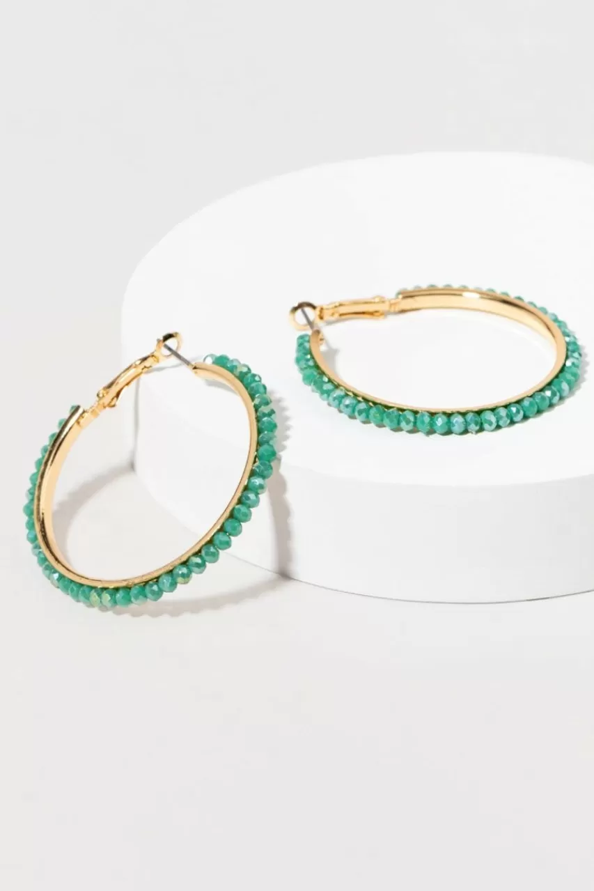 Francesca's Angela Glass Bead Lined Large Hoops