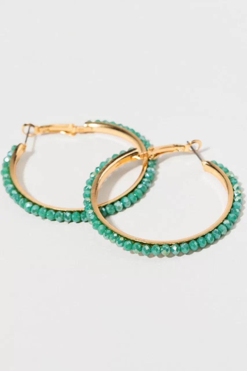 Francesca's Angela Glass Bead Lined Large Hoops