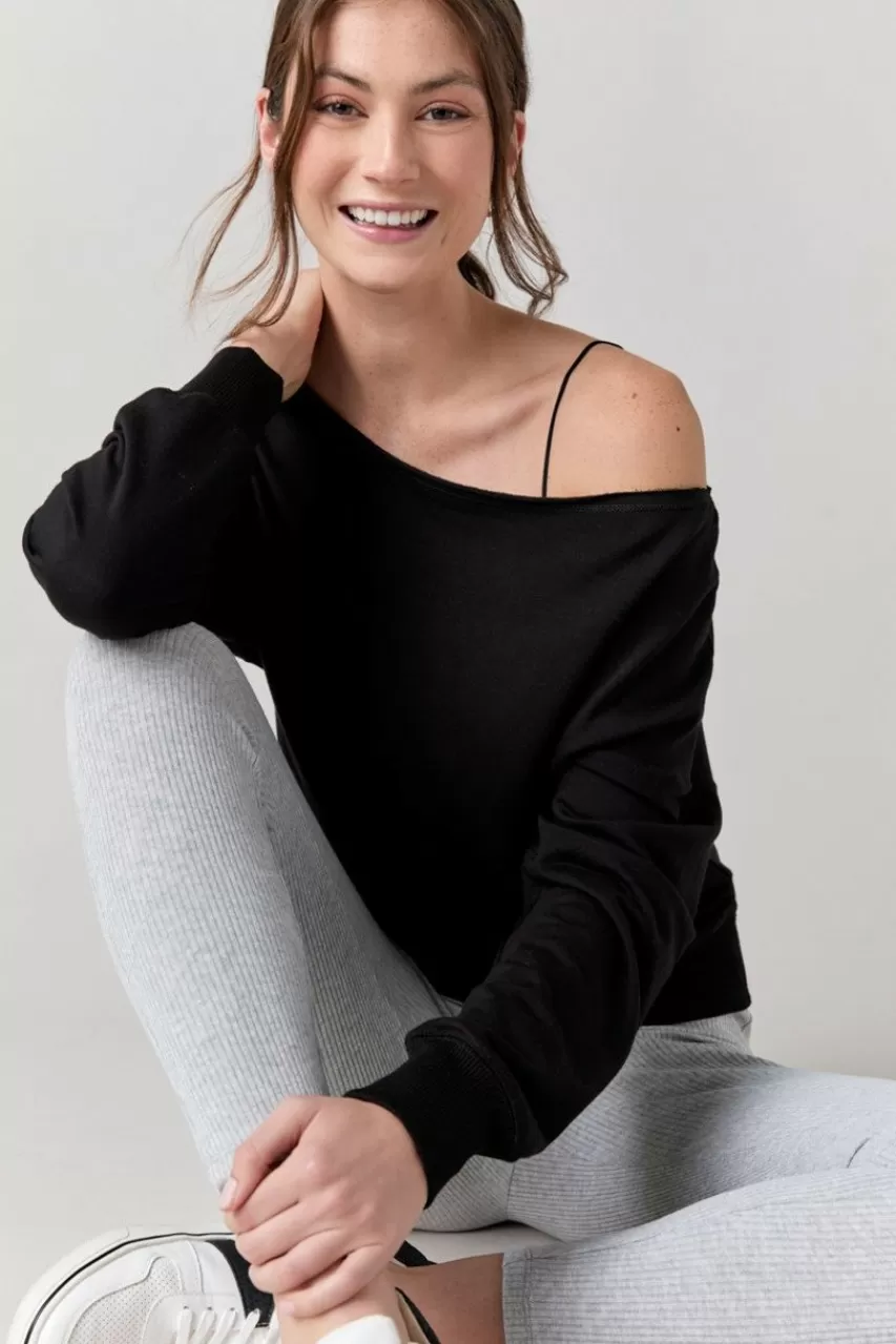 Francesca's Angelina Off The Shoulder Sweatshirt