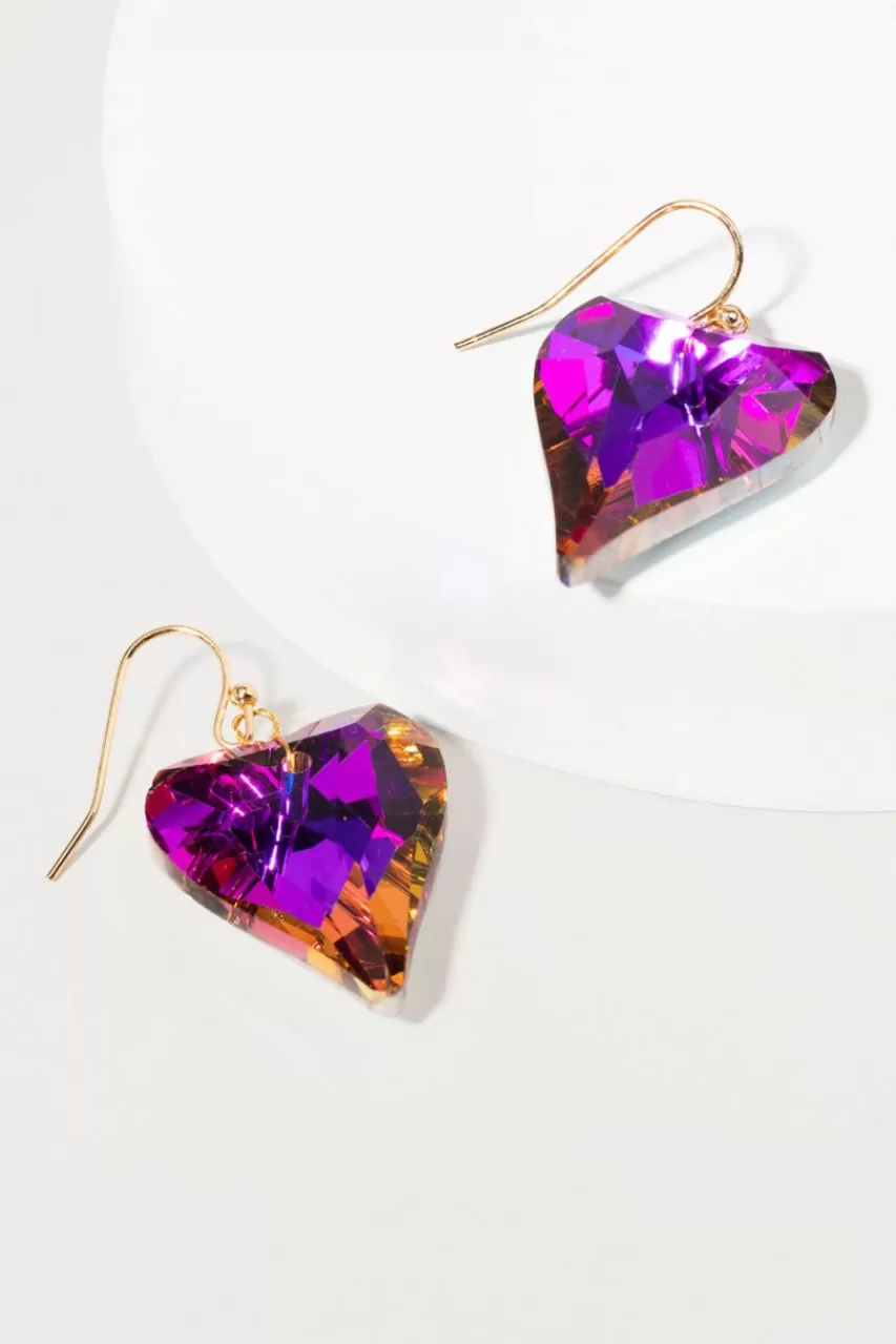 Francesca's Annalise Large Crystal Heart Earrings