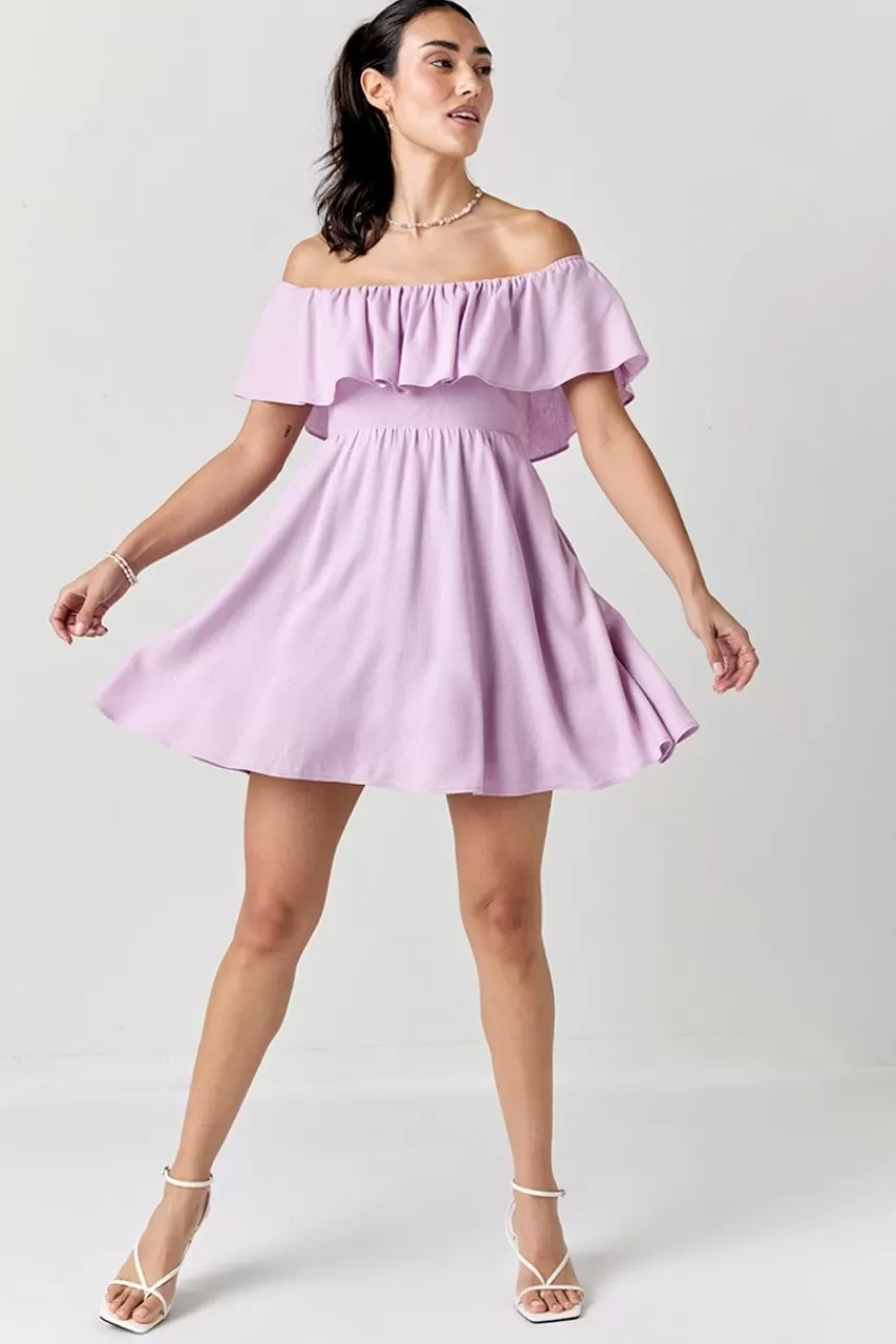 Francesca's Annie Off Shoulder Flounce Dress