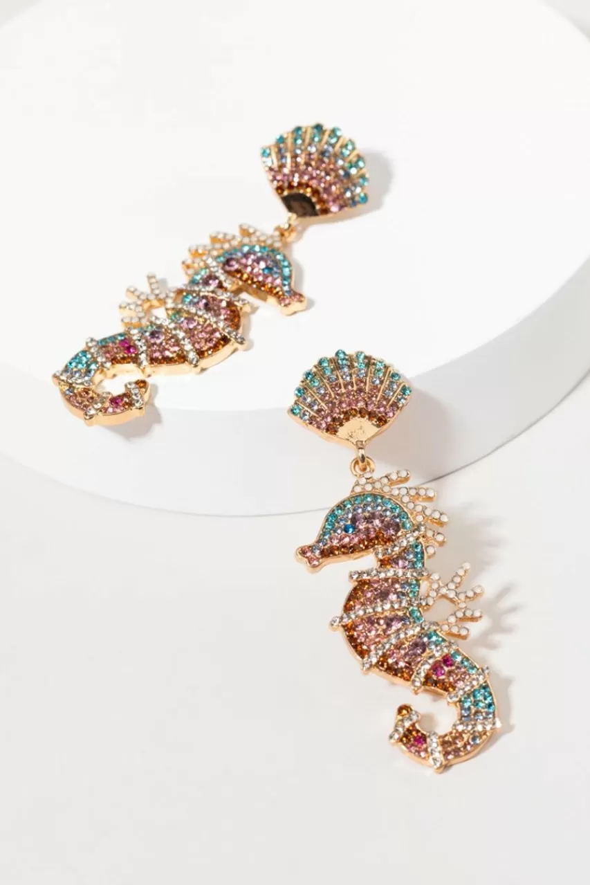 Francesca's April Glass Ombre Seahorse Drop Earrings