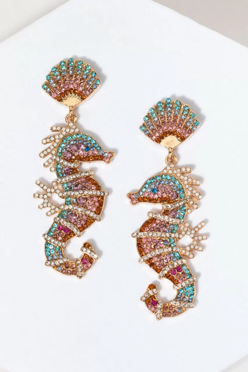 Francesca's April Glass Ombre Seahorse Drop Earrings