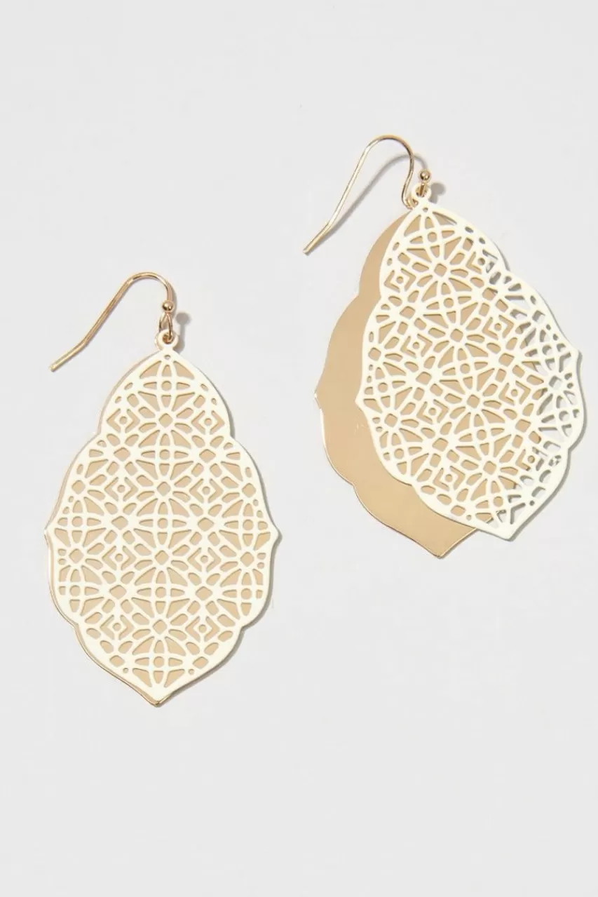 Francesca's Aubrielle Filigree Metal Overlay Drop Earrings