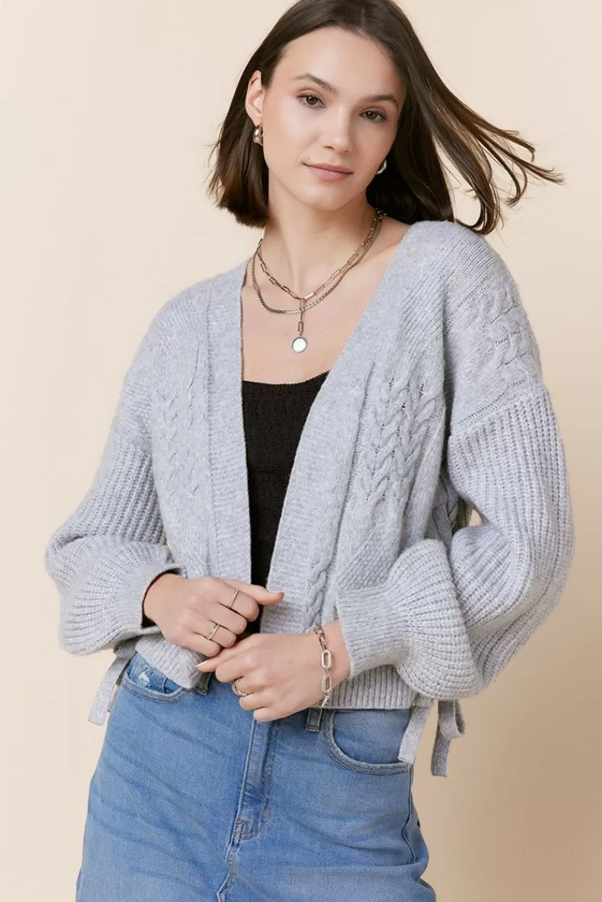 Francesca's Aurora Side Tie Cable Cardigan