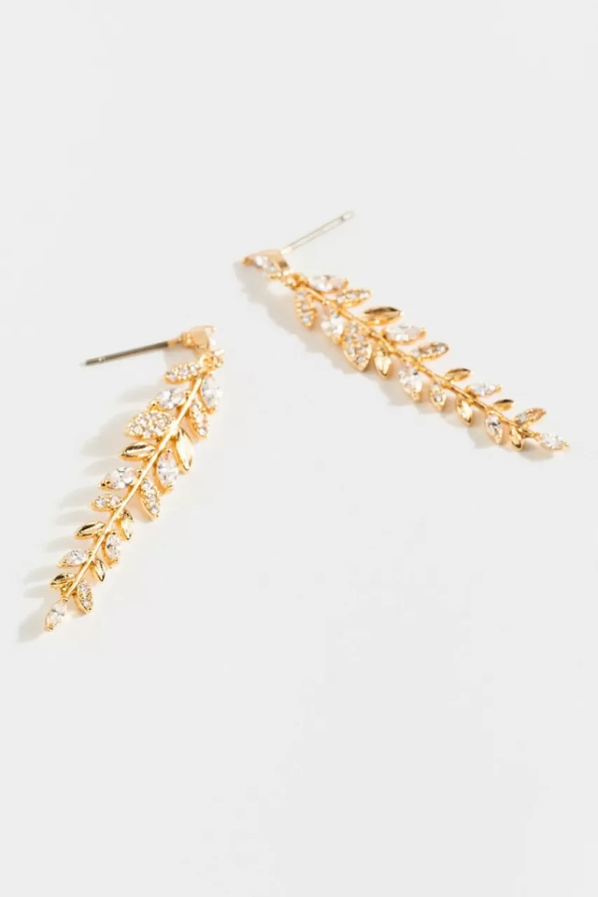 Francesca's Avery Cz Leaf Linear Earrings