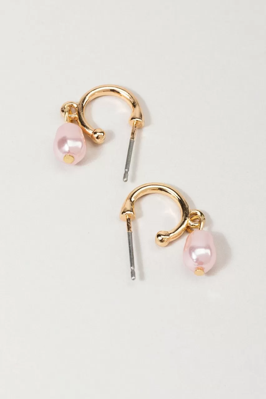 Francesca's Banks Pearl Charm Huggie Hoops