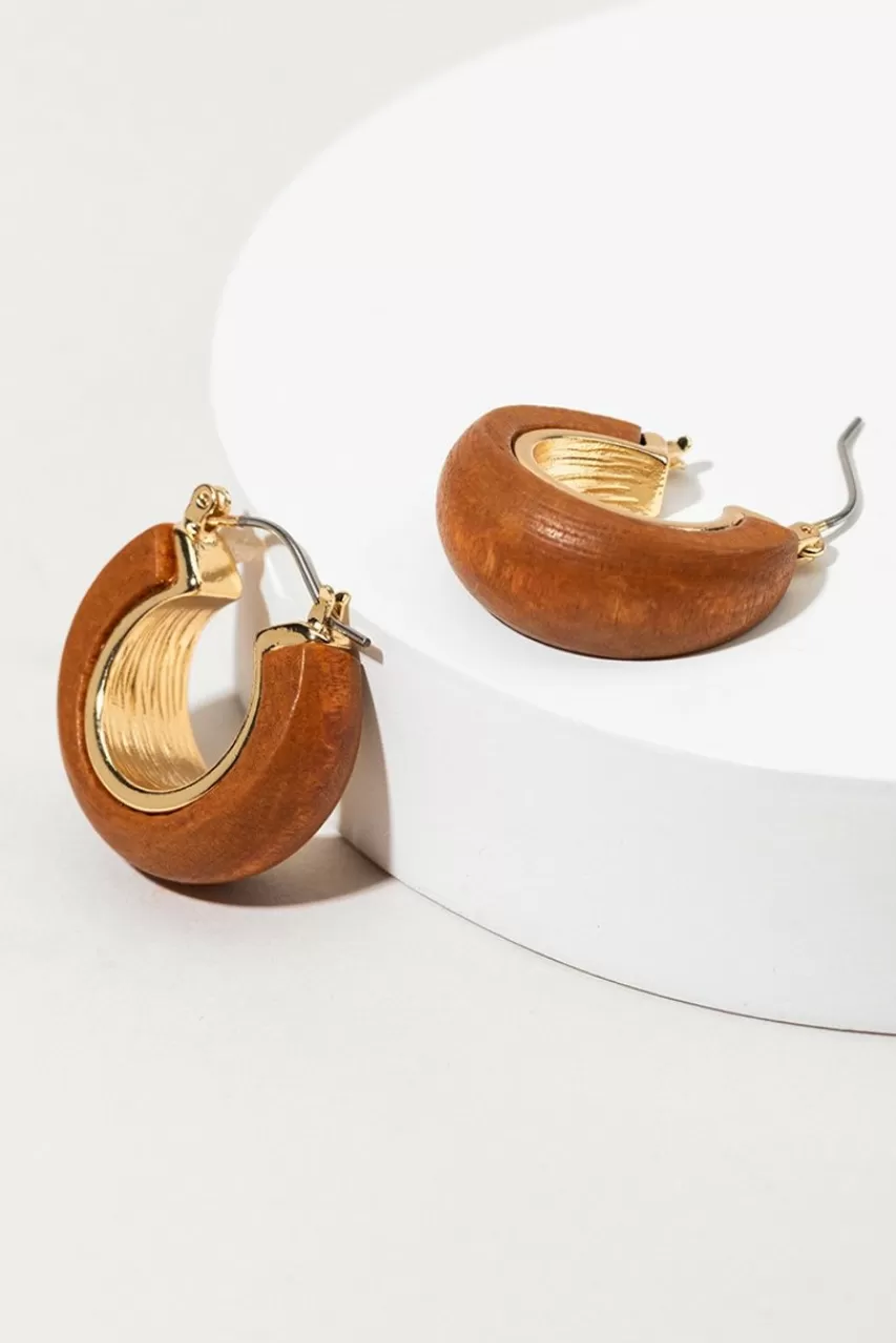 Francesca's Barbara Wooden Hoop Earrings