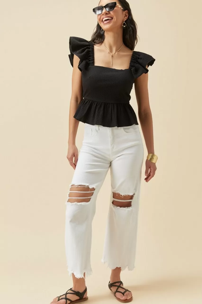 Francesca's Bella Bow Back Ruffle Sleeve Blouse