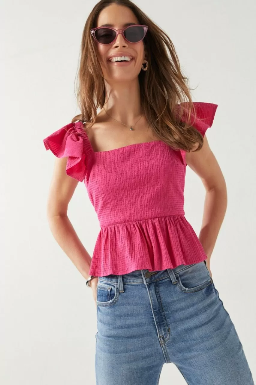 Francesca's Bella Ruffle Sleeve Bow Back Blouse