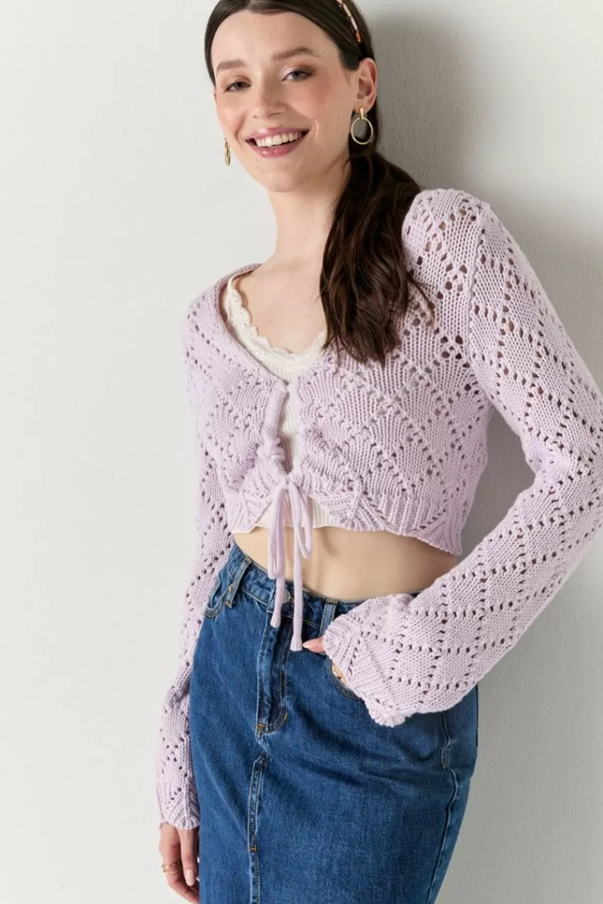 Francesca's Belle Keyhole Crochet Cardigan