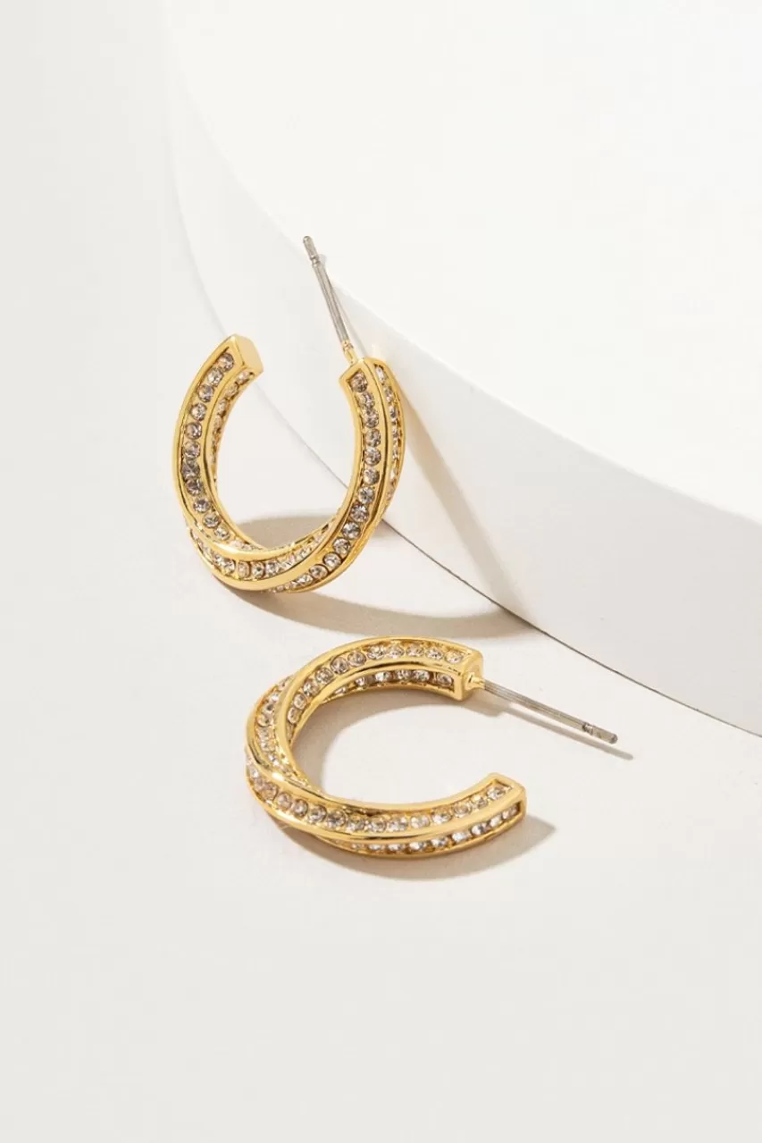 Francesca's Blake Cz Twisted Medium Hoop Earrings