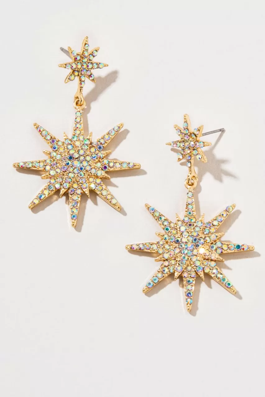 Francesca's Bonnie Large Starburst Chandelier Earrings