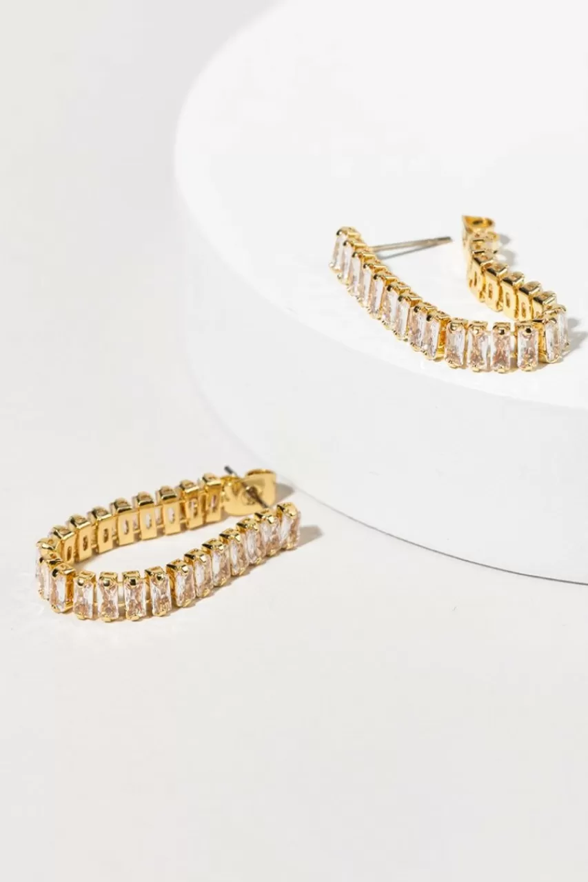 Francesca's Bradley Cz Baguette Loose Hoop Earrings