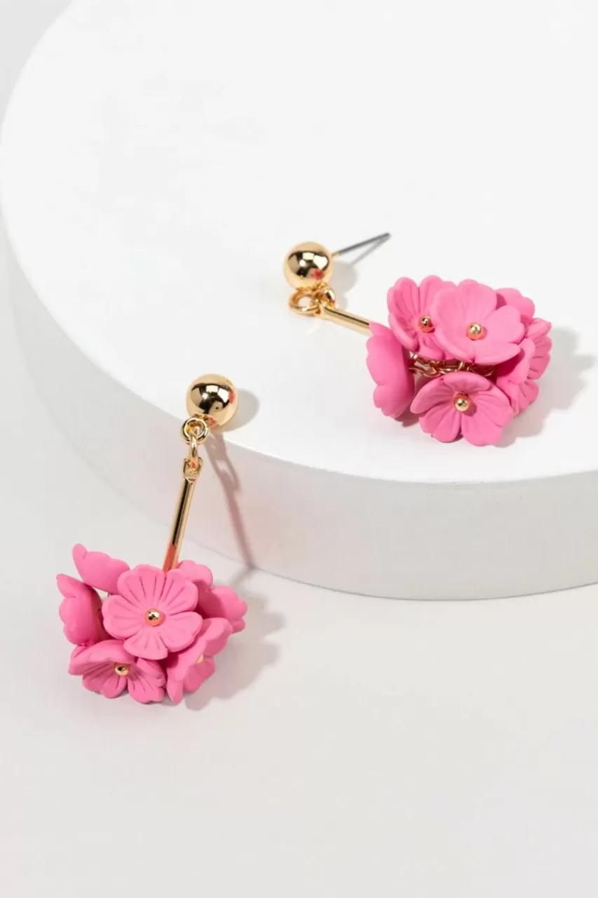 Francesca's Brandy Painted Metal Flower Drop Earrings