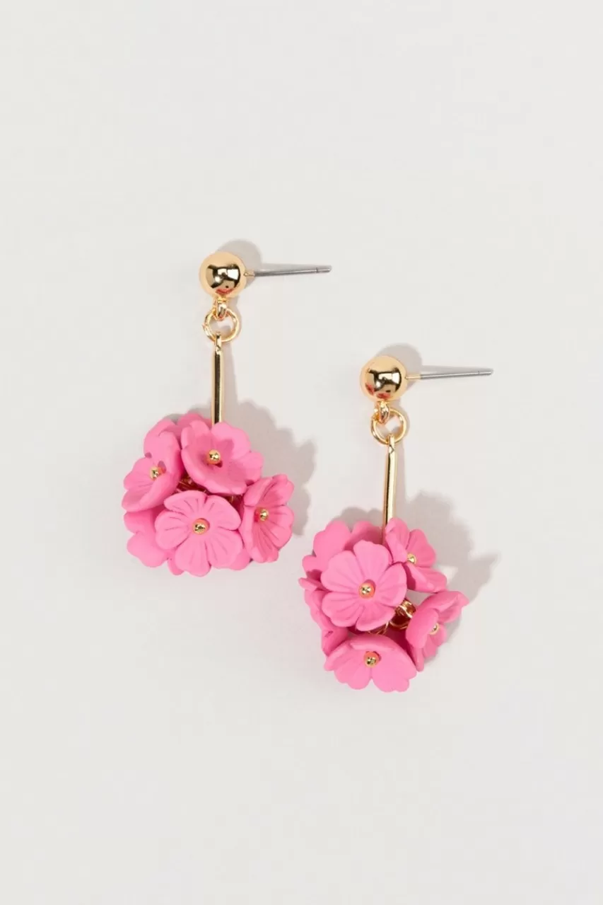 Francesca's Brandy Painted Metal Flower Drop Earrings