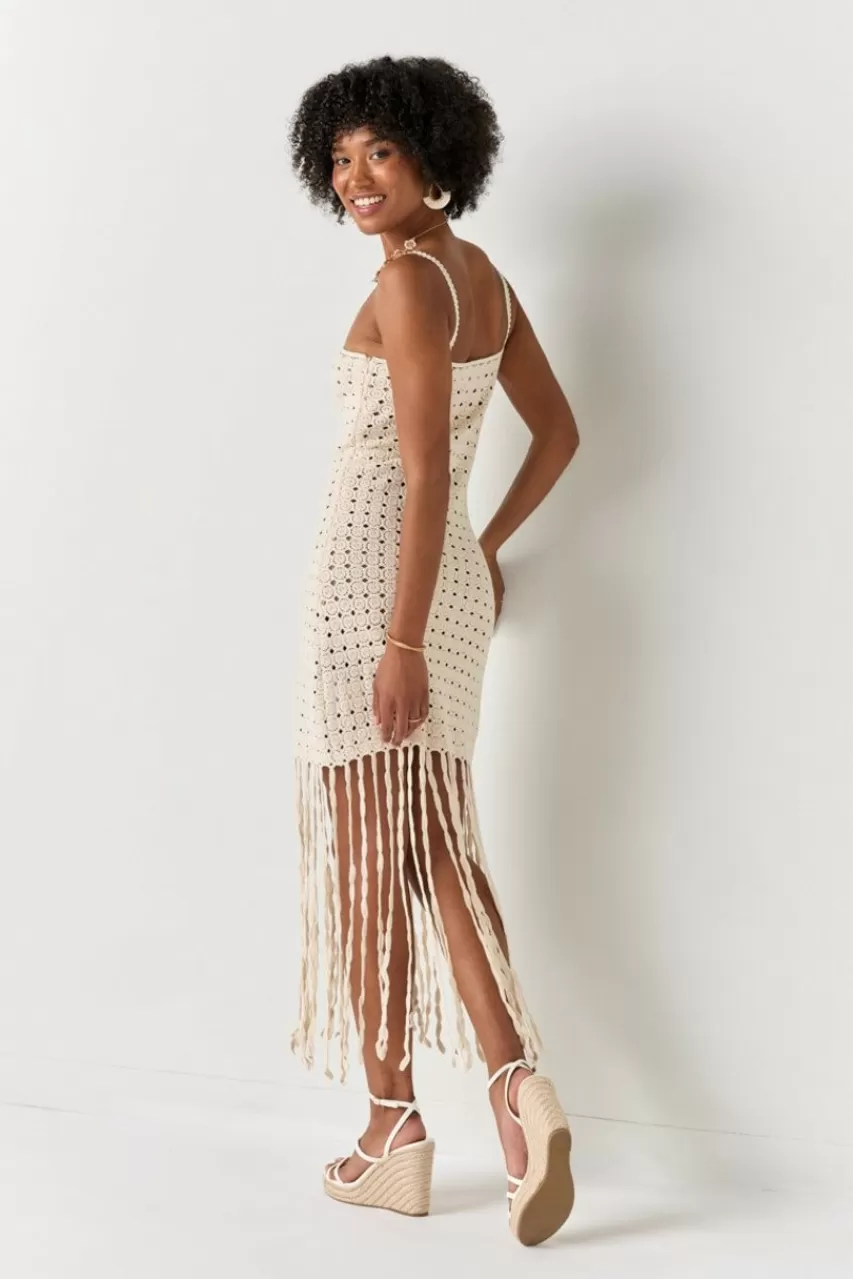 Francesca's Brenda Crochet Fringed Bottom Mini Dress