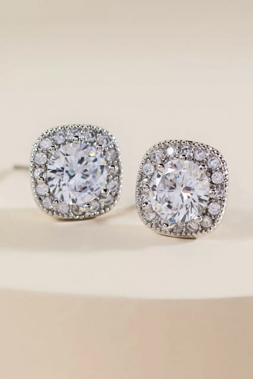 Francesca's Bria Cubic Zirconia Square Studs