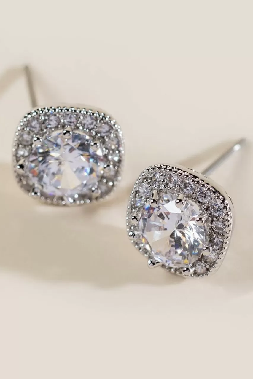 Francesca's Bria Cubic Zirconia Square Studs