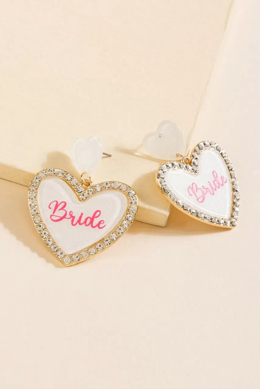 Francesca's Bride Heart Shaped Drop Earrings