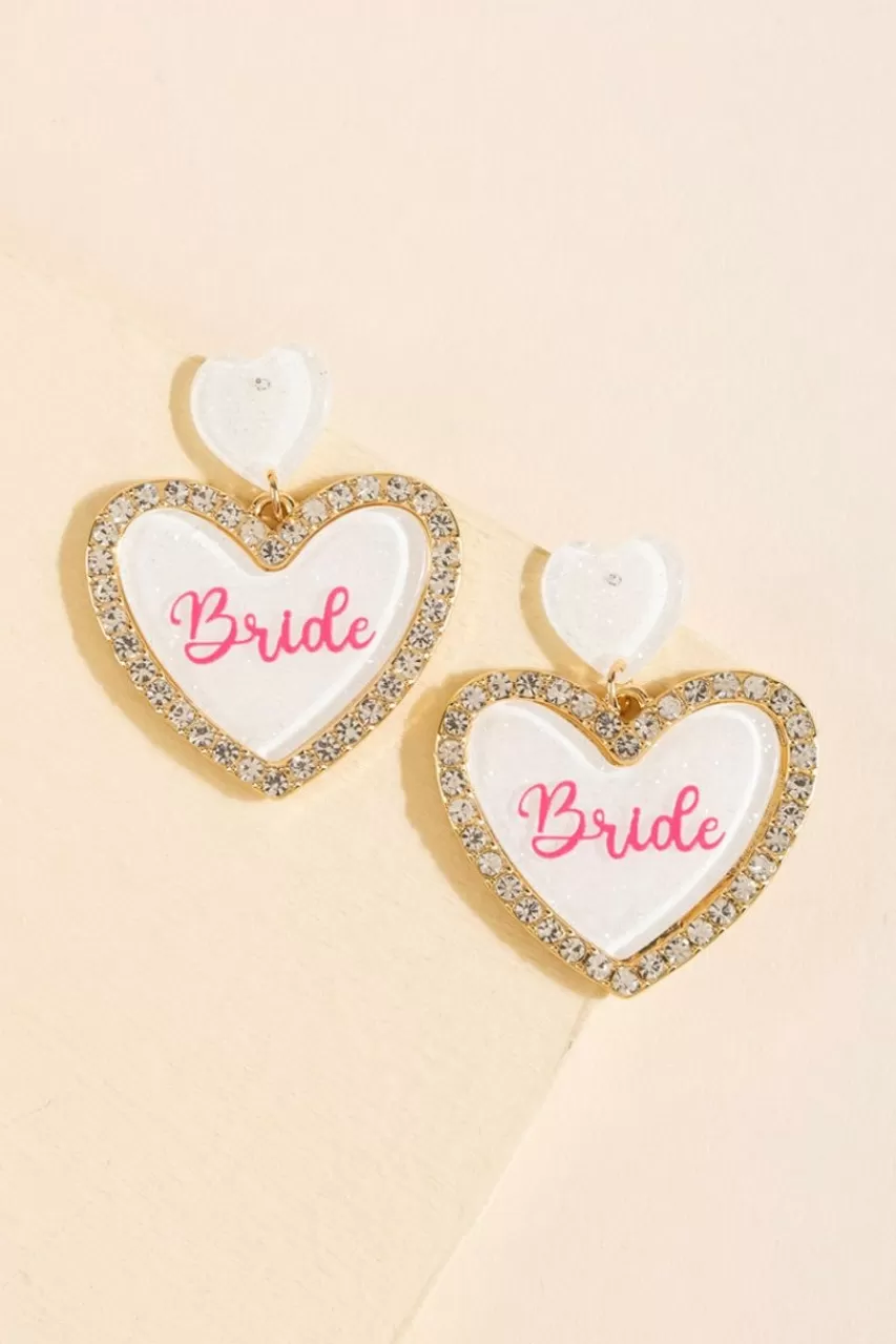 Francesca's Bride Heart Shaped Drop Earrings