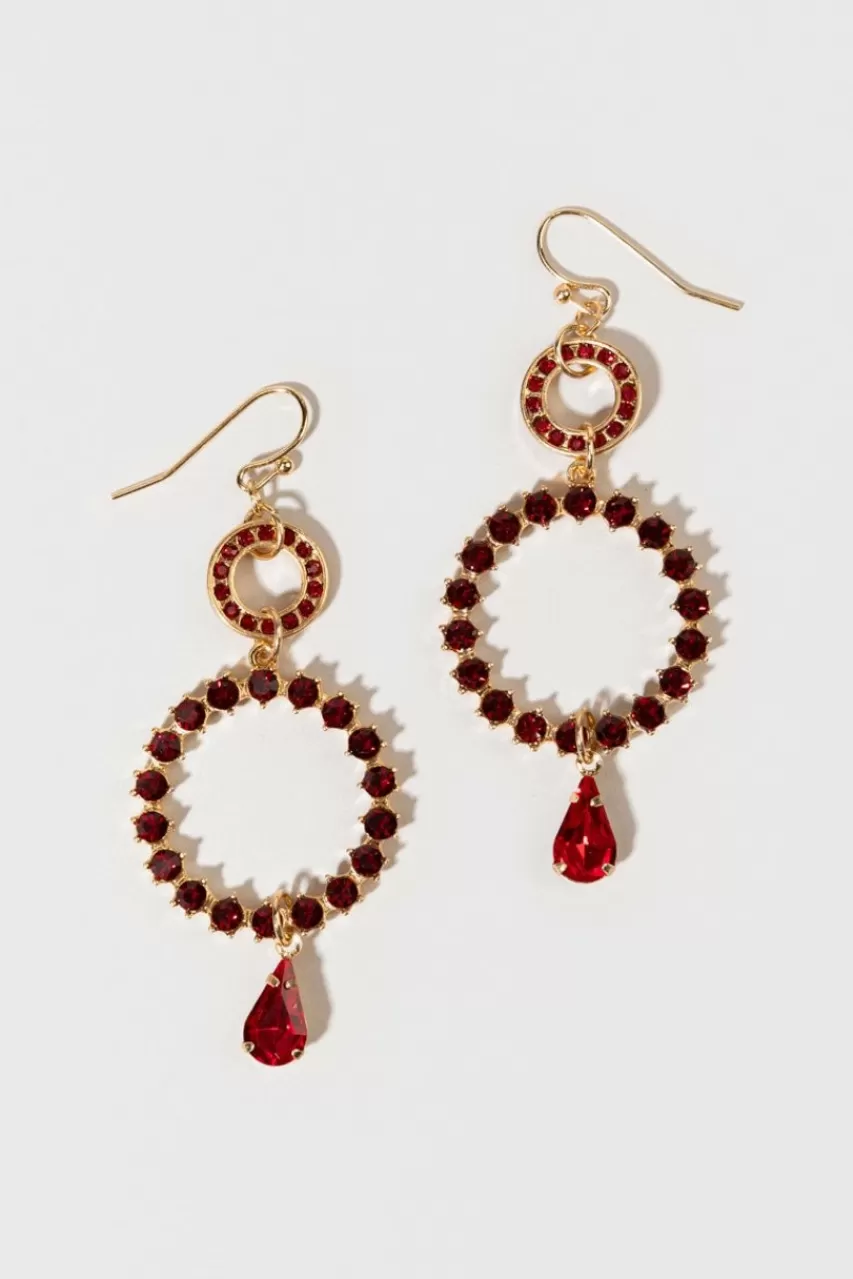 Francesca's Bridget Crystal Lined Circle Chain Drop Earrings