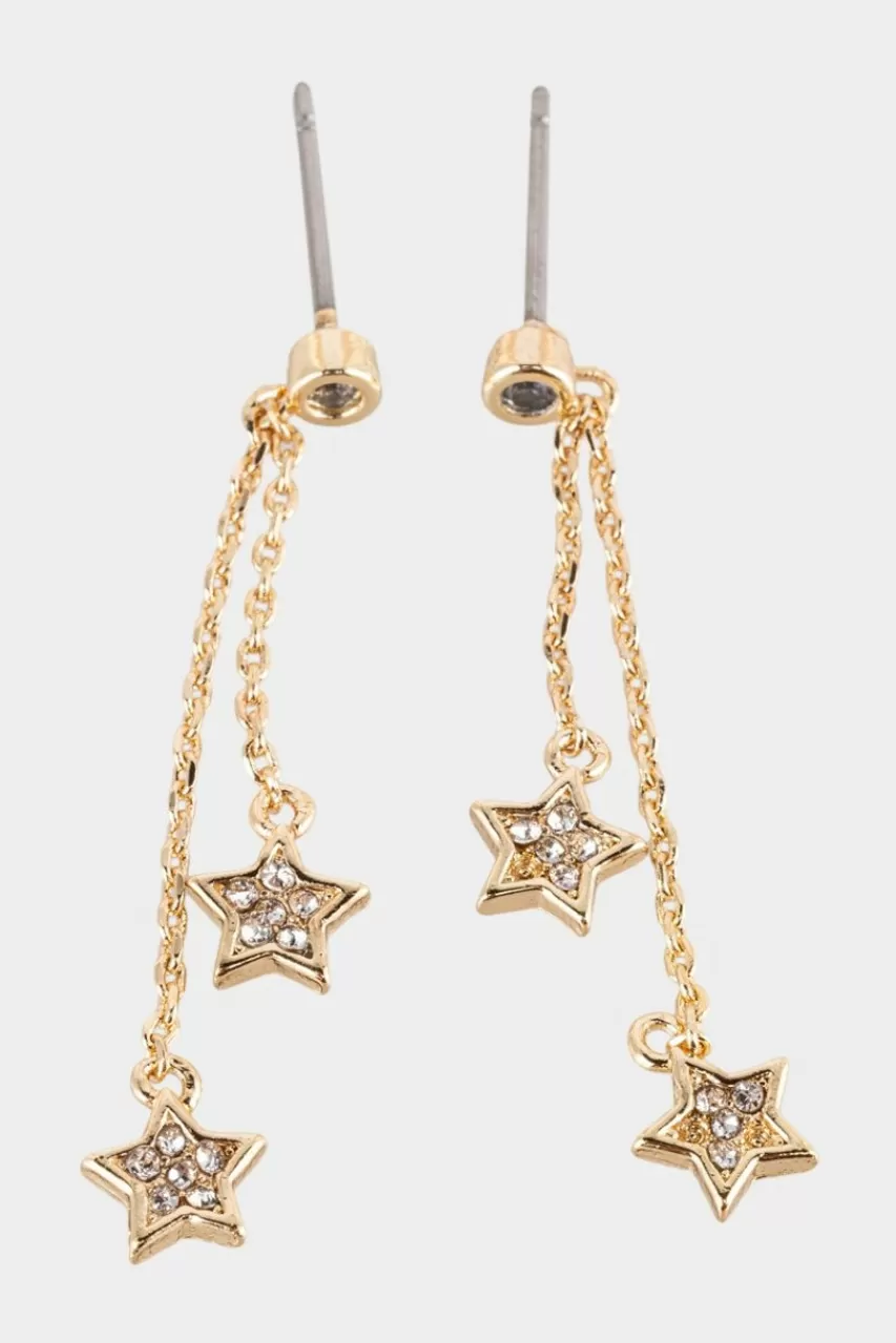 Francesca's Bridget Pave Star Linear Earrings