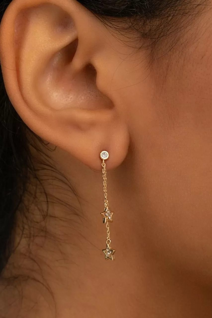 Francesca's Bridget Pave Star Linear Earrings