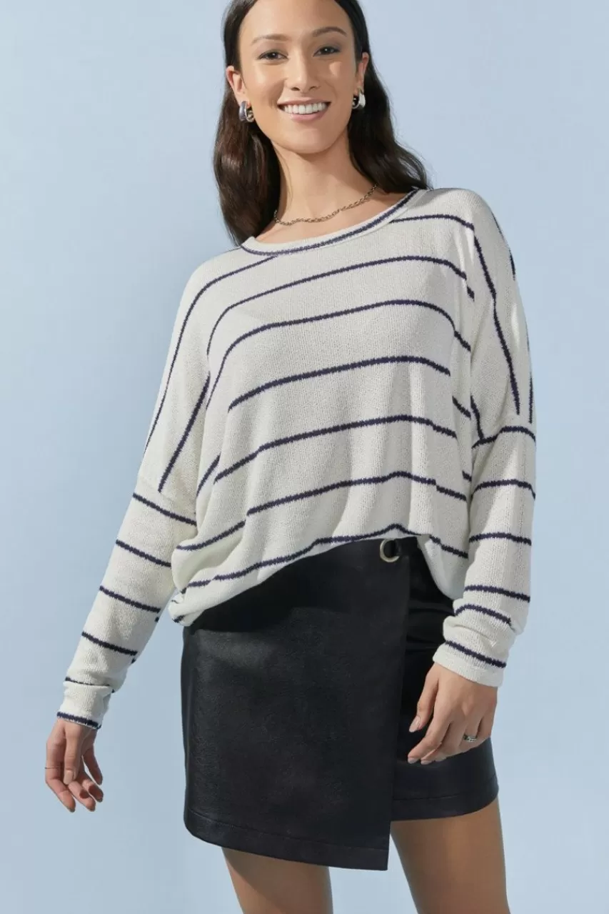 Francesca's Bridget Striped Knitted Dolman Top