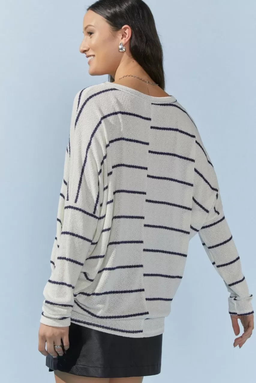 Francesca's Bridget Striped Knitted Dolman Top