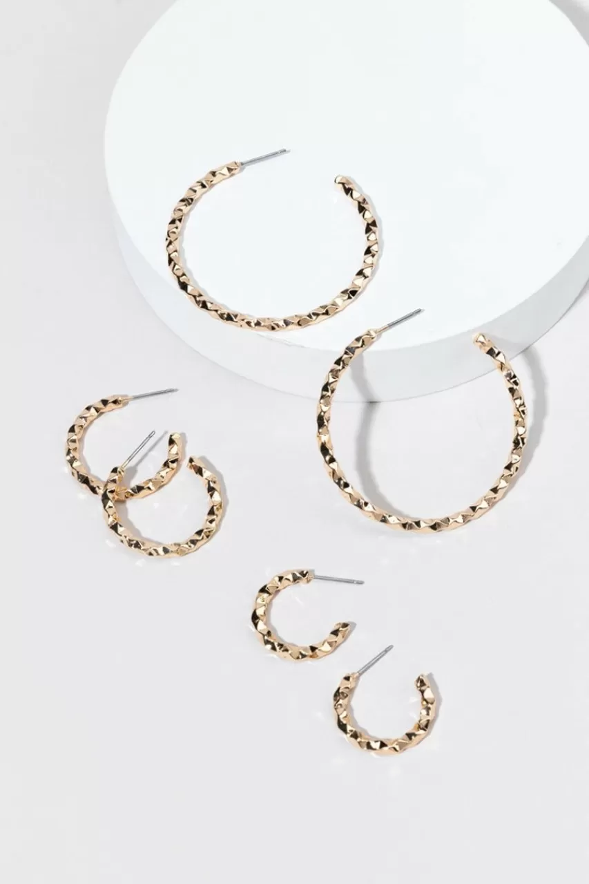 Francesca's Brooke Textured Hoop Earring Set