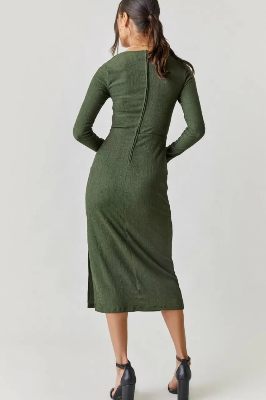 Francesca's Cali Twist Front Midi Dress