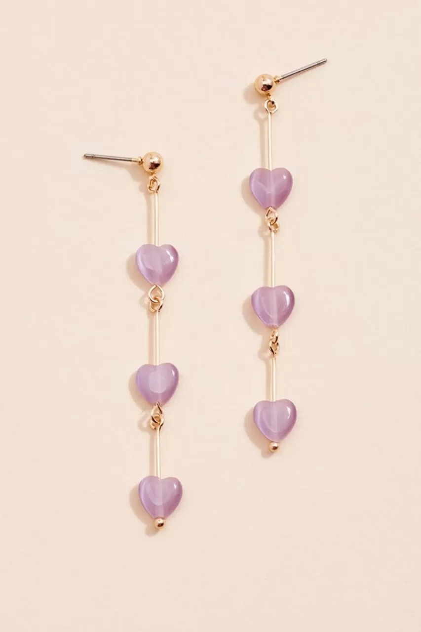 Francesca's Callie Cats Eye Heart Drop Earrings