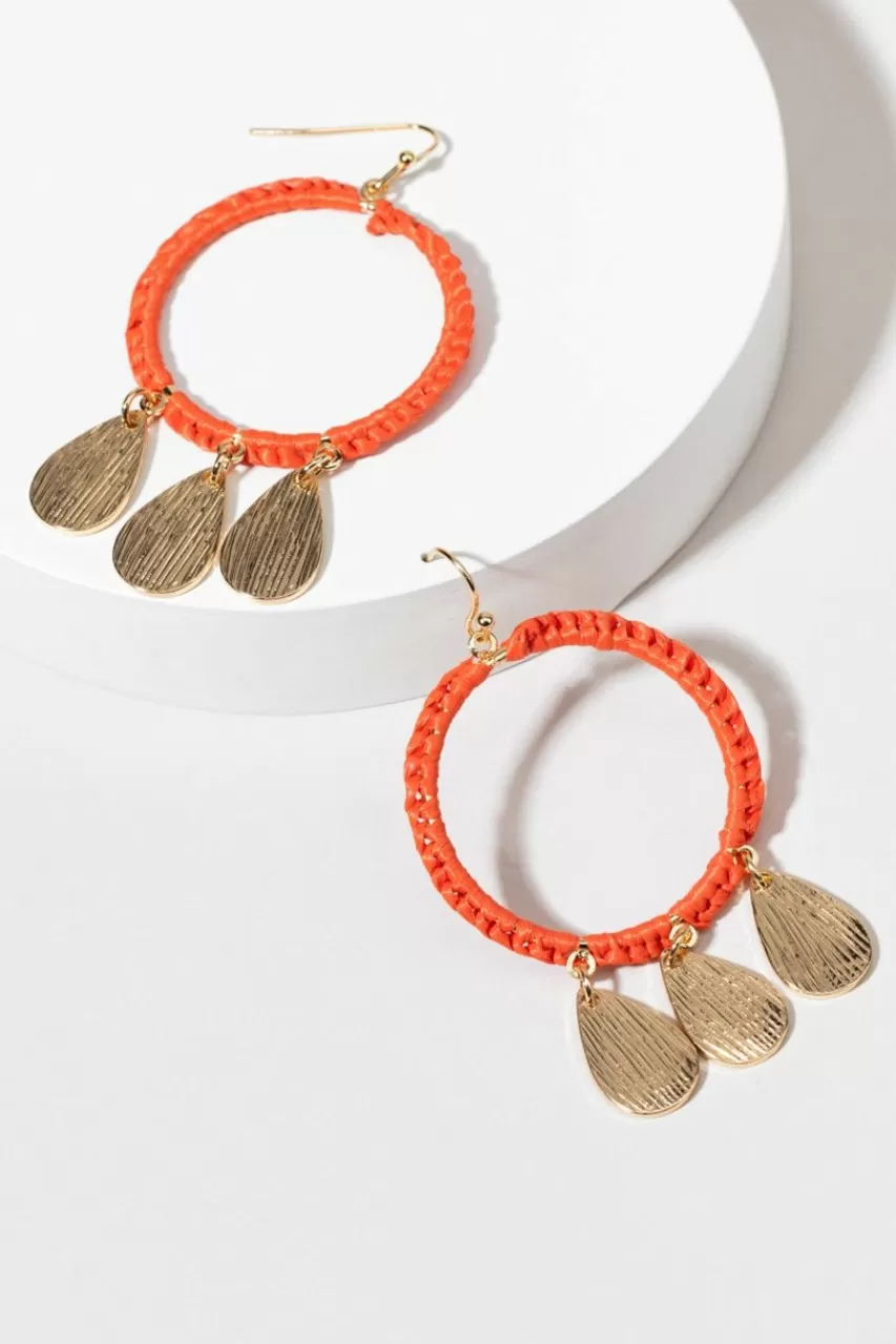 Francesca's Callie Raffia Circle Drop Earrings