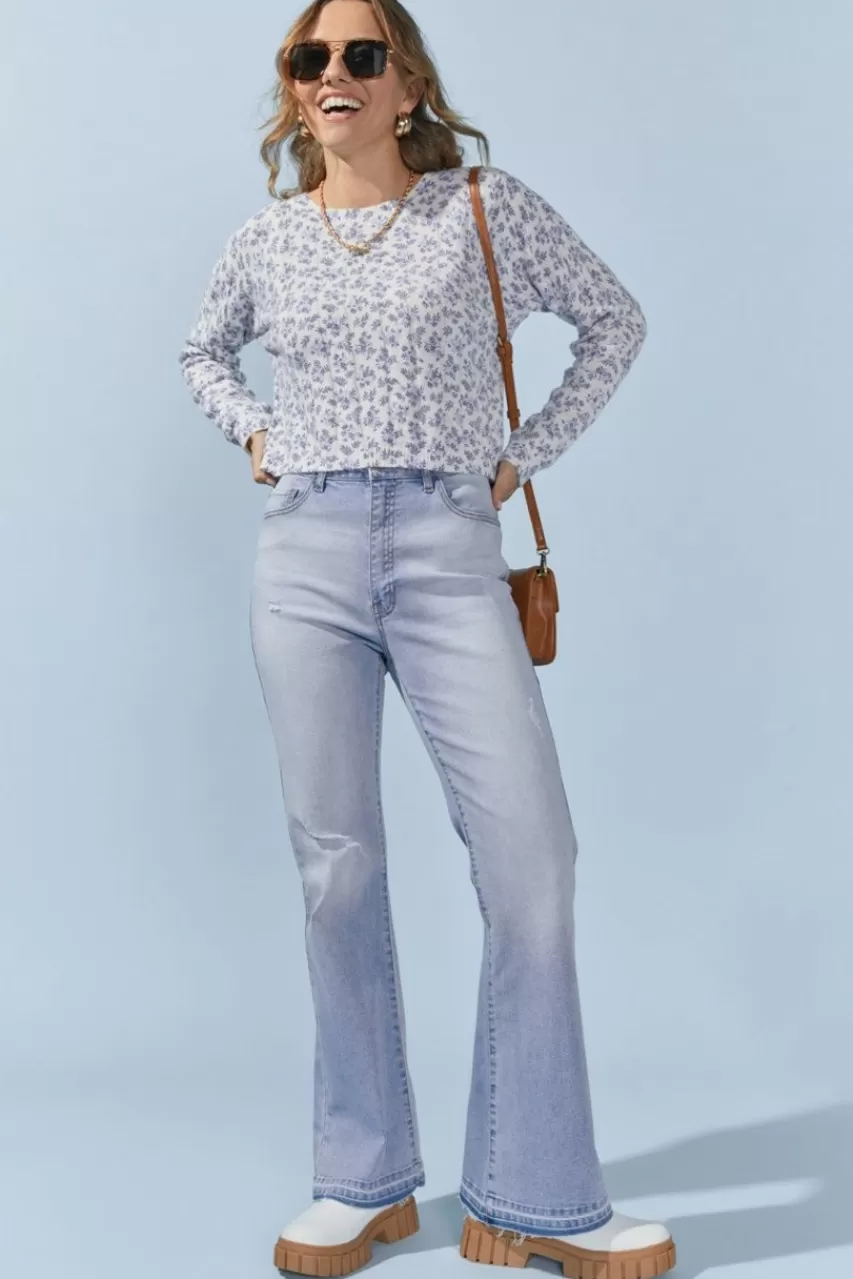 Francesca's Candace Floral Cable Pattern Pullover