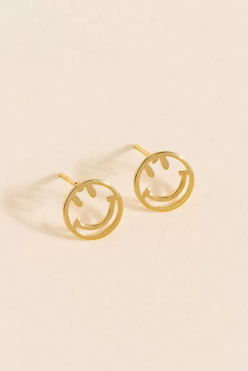 Francesca's Candace Outline Smiley Face Stud Earrings