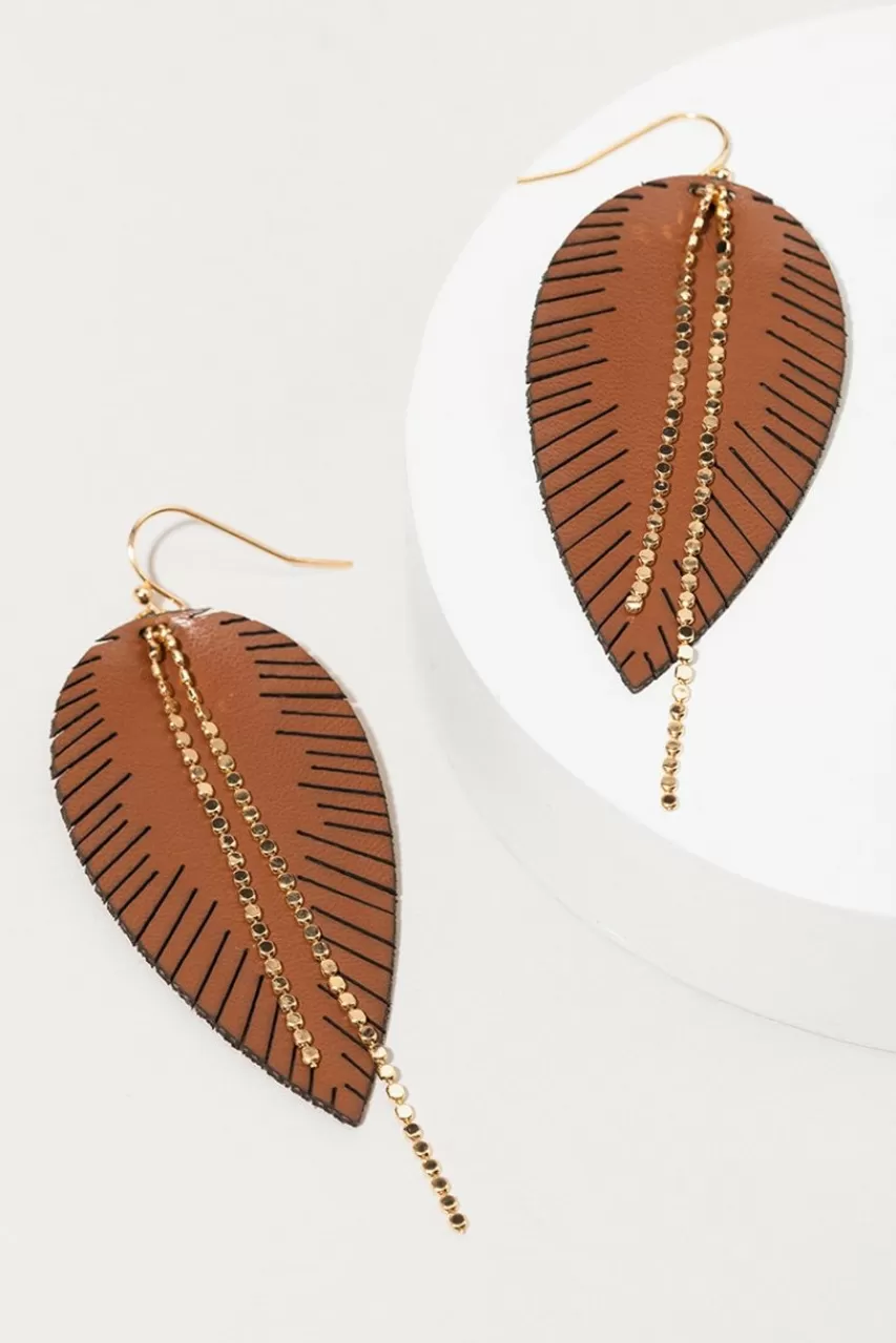 Francesca's Carolina Faux Leather Leaf Earrings