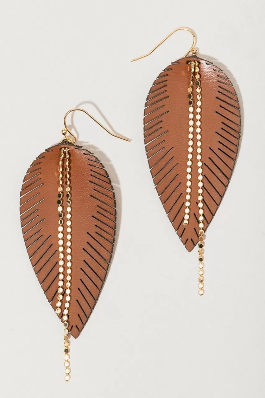 Francesca's Carolina Faux Leather Leaf Earrings