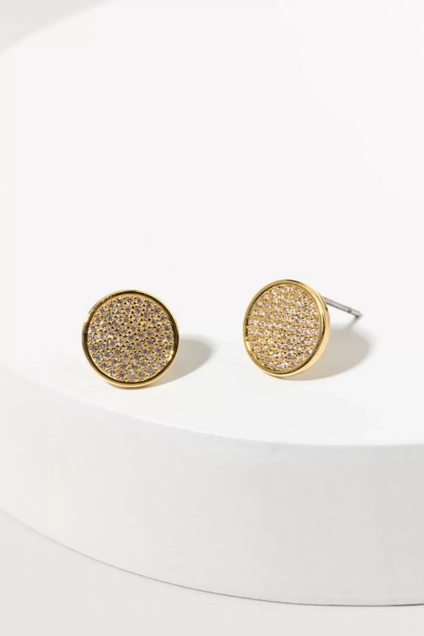 Francesca's Casiane Pave Cz Disc Stud Earrings