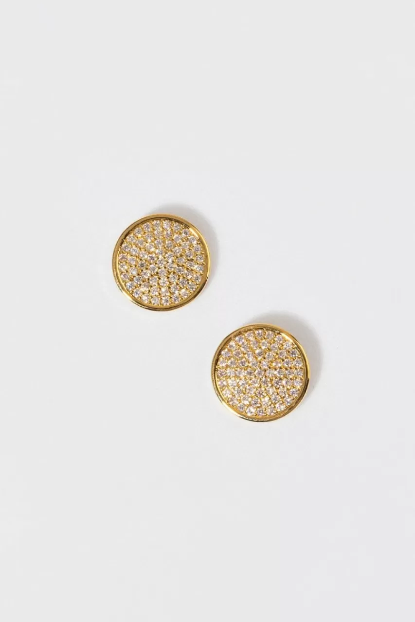 Francesca's Casiane Pave Cz Disc Stud Earrings