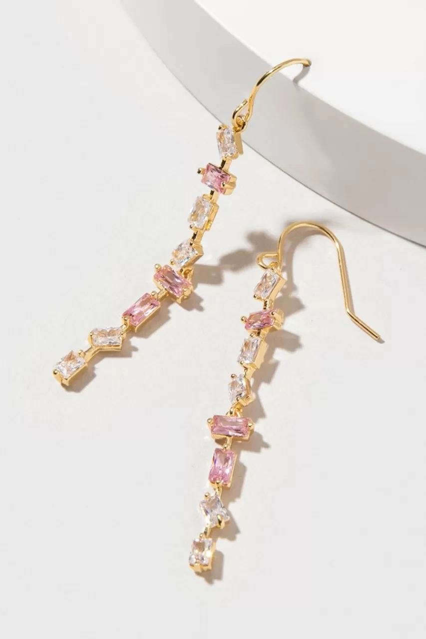 Francesca's Cecilia Falling Crystal Baguette Drop Earrings