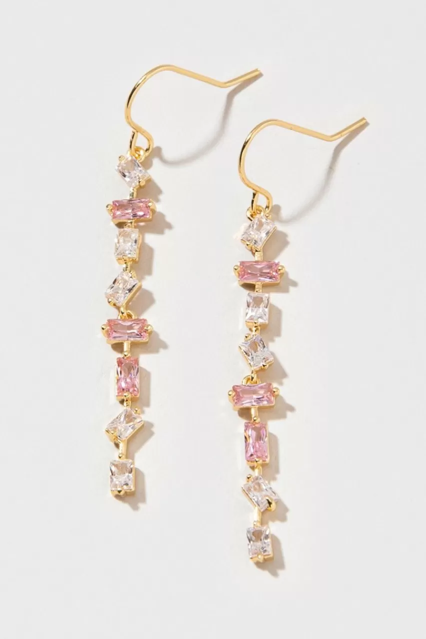 Francesca's Cecilia Falling Crystal Baguette Drop Earrings