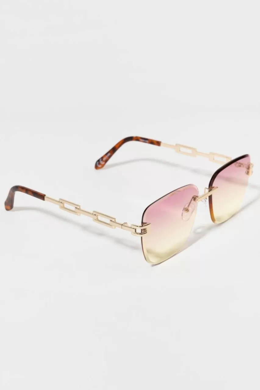 Francesca's Chain Link Square Aviator Sunglasses