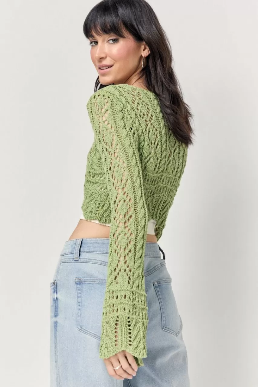 Francesca's Charley Keyhole Crochet Pullover