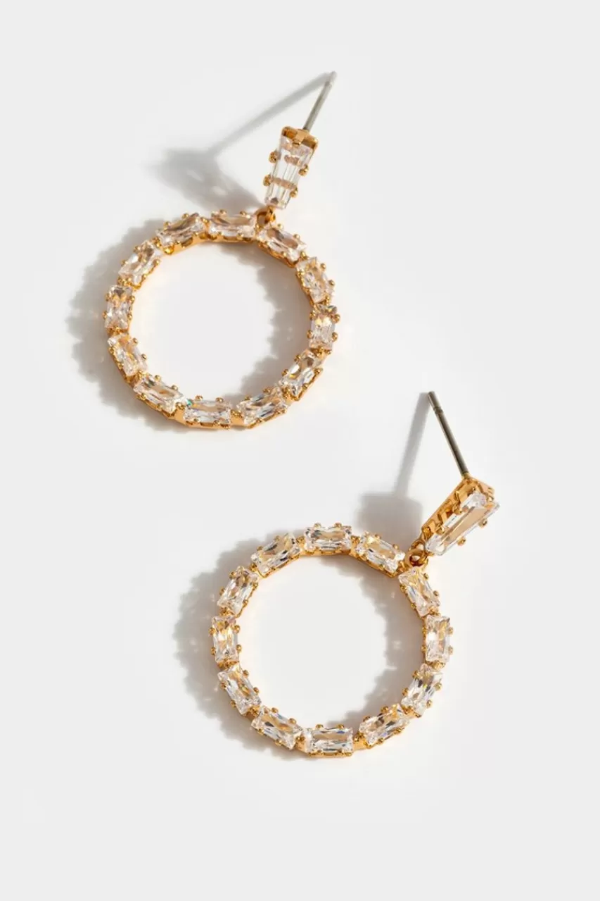 Francesca's Charli Cz Baguette Circle Earrings