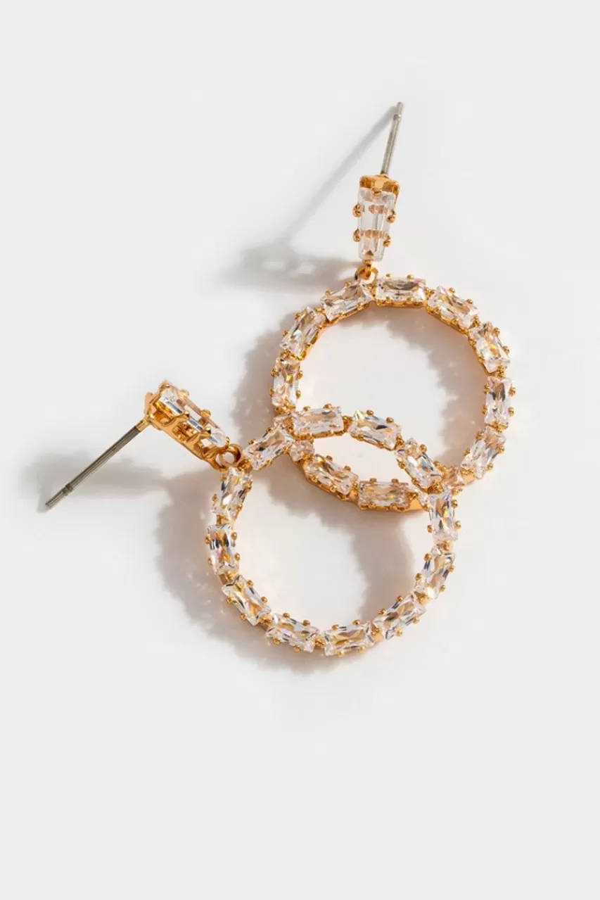 Francesca's Charli Cz Baguette Circle Earrings